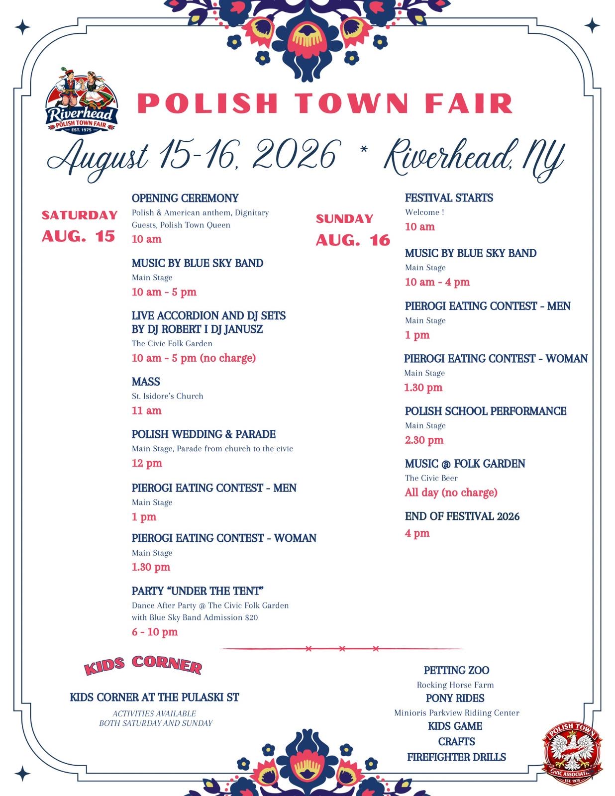 2026 Polish Town Fair and Festival schedule