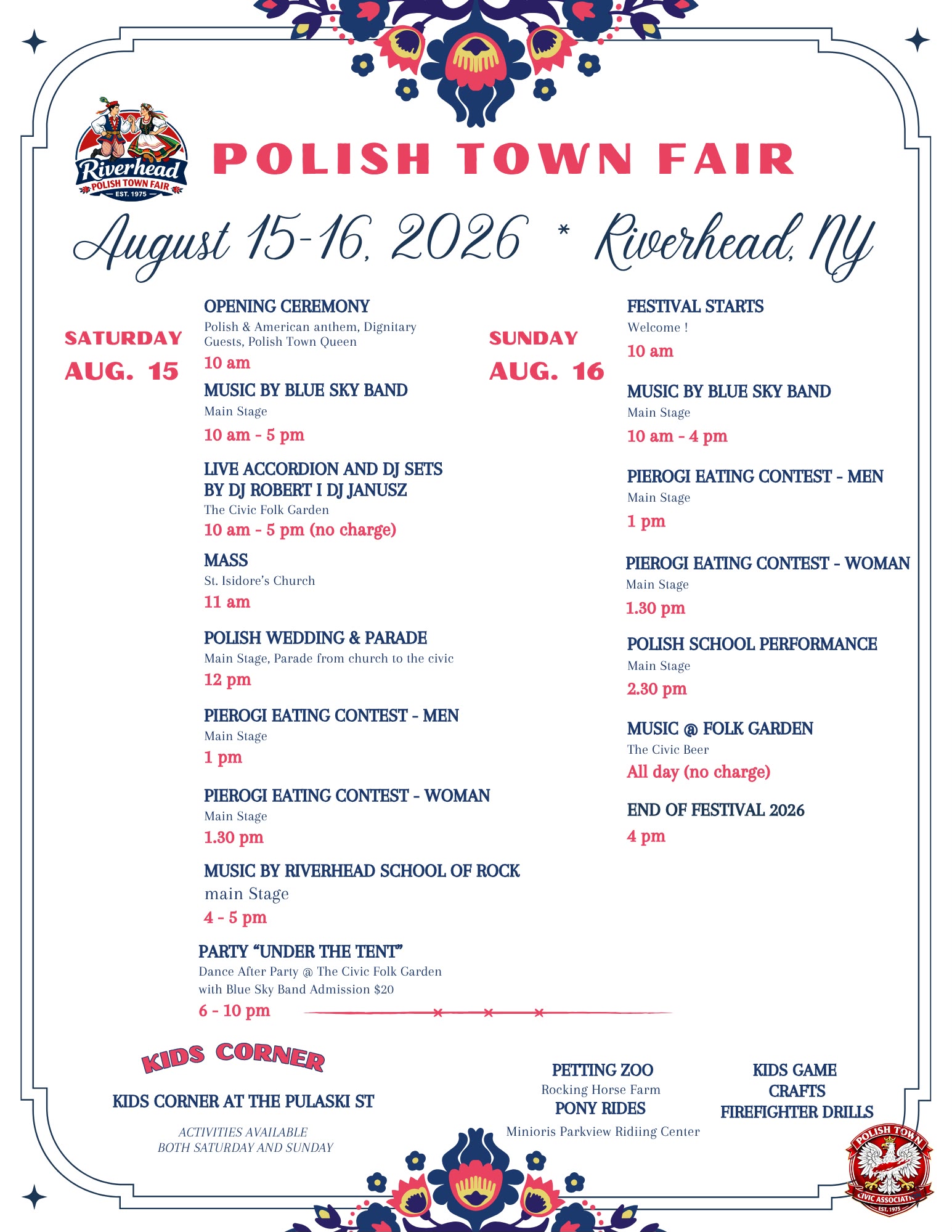 2026 Polish Town Fair and Festival schedule